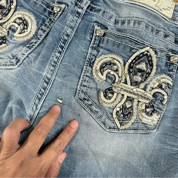 Miss Me Women’s Hailey Skinny Jeans Low Rise Embellished in Medium Wash 29 - Picture 16 of 16